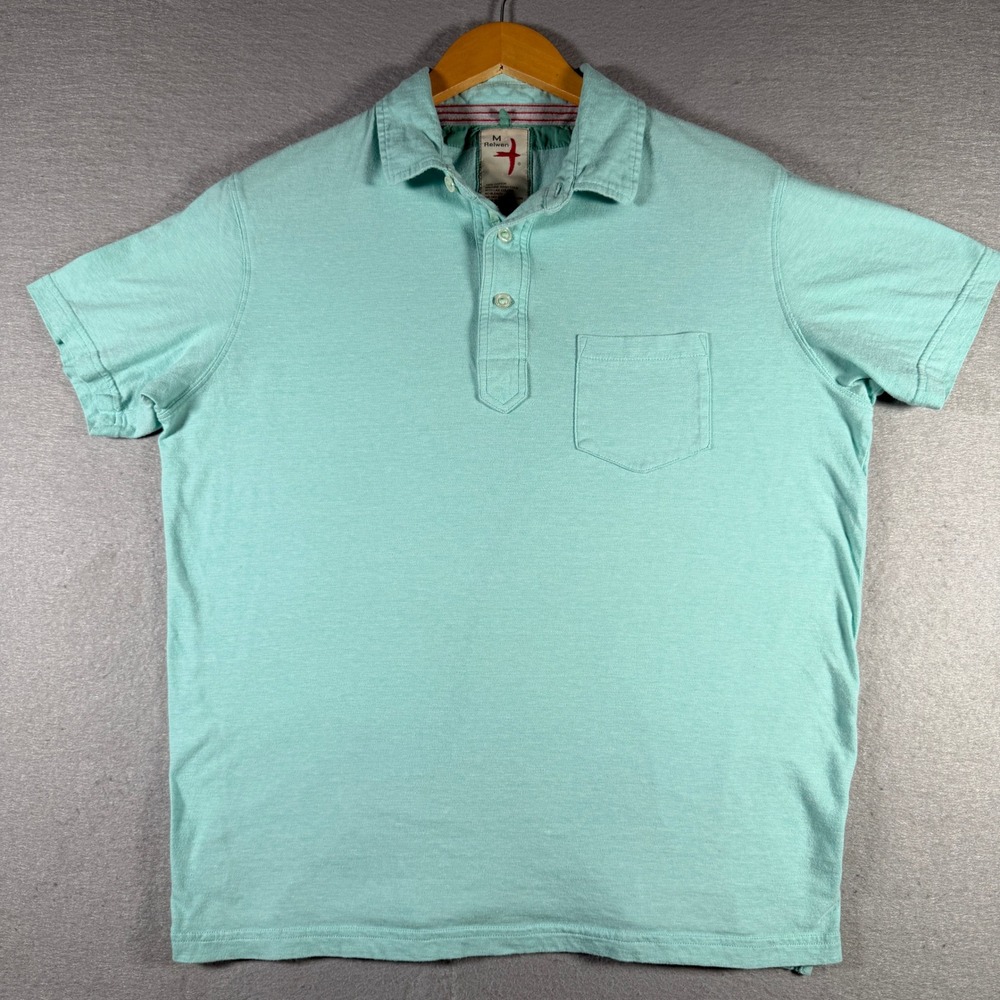 Relwen Mens Short Sleeve Polo Shirt Mint Green Cotton Chest Pocket Size M